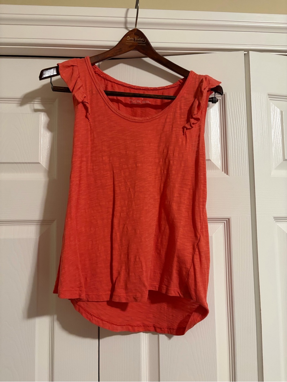 Pilcro Coral Ruffle Shoulder Tank Top